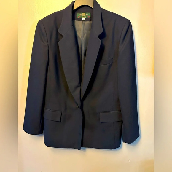 Orvis blazer - navy wool blend men’s style oversized with shoulder pads - Picture 1 of 12